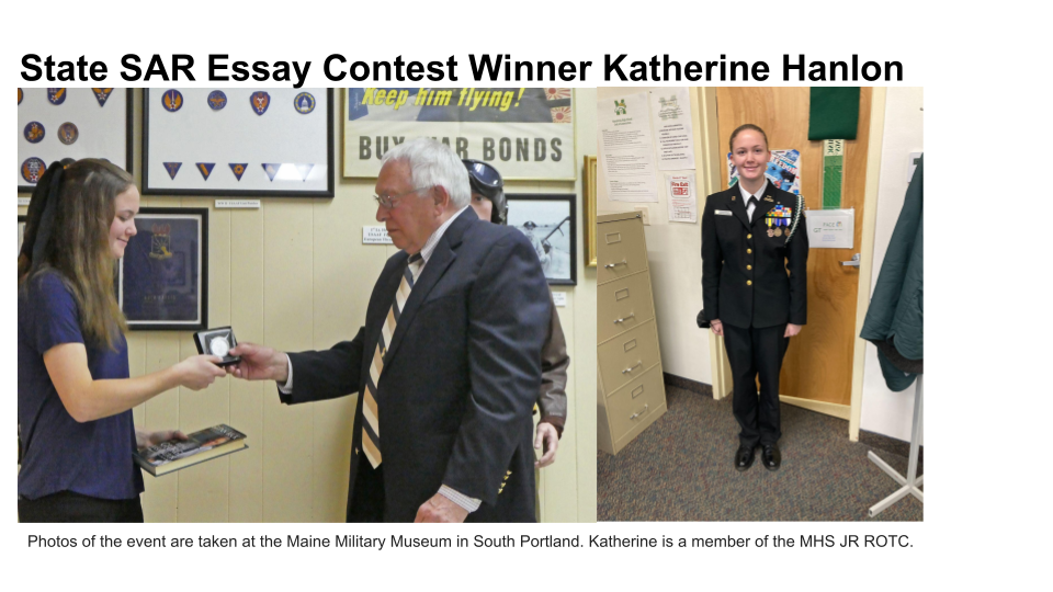 State SAR Essay Contest Winner Katherine Hanlon 