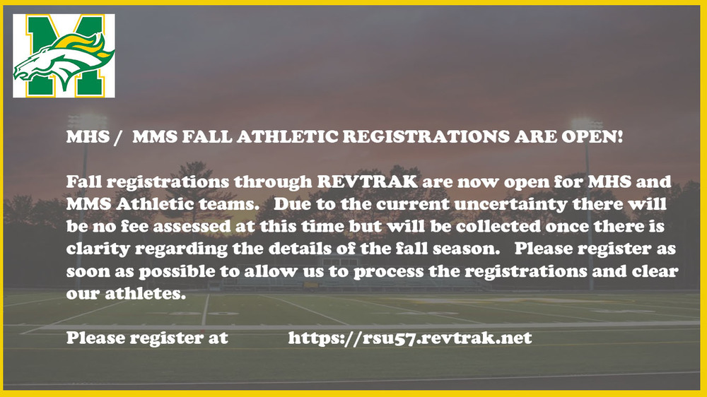 Fall Athletic Registrations are open!