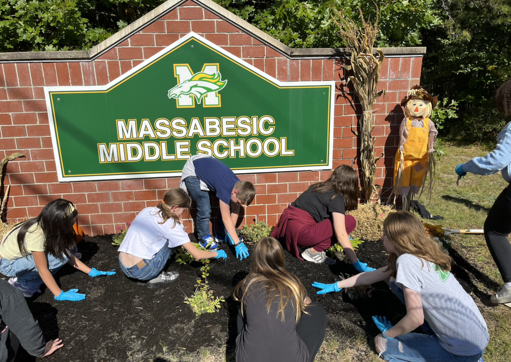 Student Council members planting