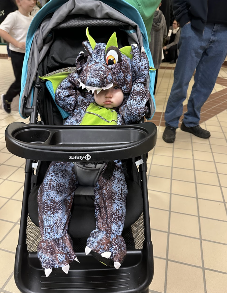 baby in dinosaur costume