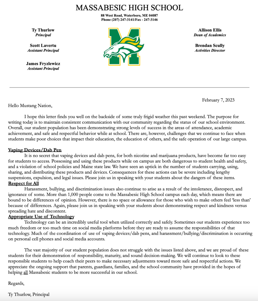 Student Conduct Letter 2.7.23