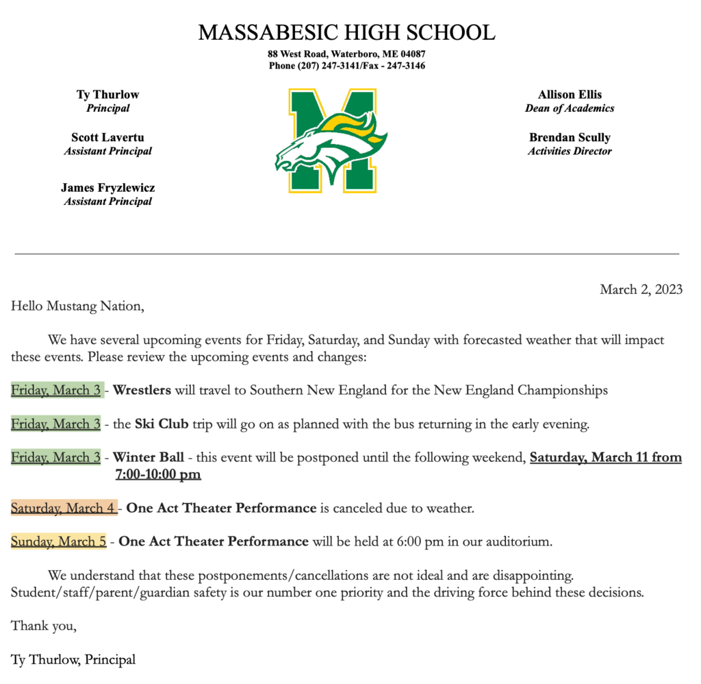Upcoming Events Notices