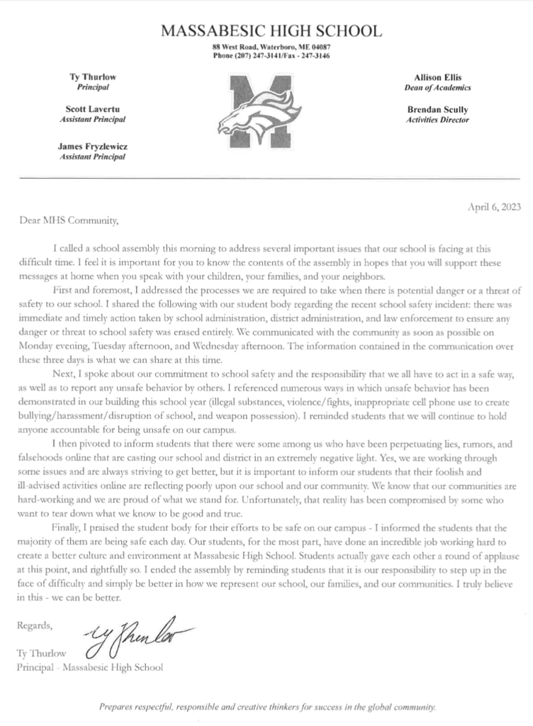 School Assembly Letter 4.6.23